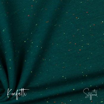 Kuschel Sweat melange - Konfetti - Smaragd